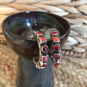 Sterling silver and Coral Earrings